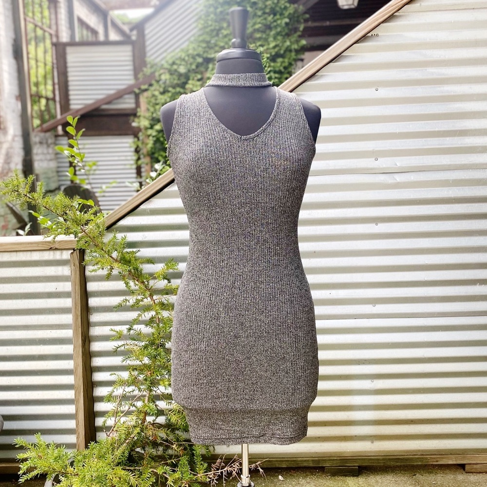 AEOx Cut-out Mock Neck Ribbed Bodycon Dress